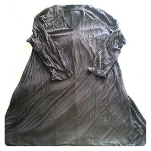 Black Long Sleeve V Neck Choker Style Tent Dress